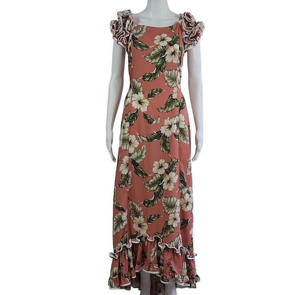 Milson by Ky's Hawaiian Fishtail Full Length Rayon Poplin Muumu Dress Size Large - Picture 1 of 12